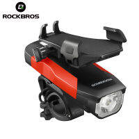 ROCKBROS จักรยานแสงมัลติฟังก์ชั่กันน้ำ300 Lumens MTB ไฟหน้าด้วยฮอร์น USB ชาร์จไฟ LED ด้านหน้าปรับที่วางโทรศัพท์จักรยานชาร์จโทรศัพท์มือถืออุปกรณ์จักรยาน