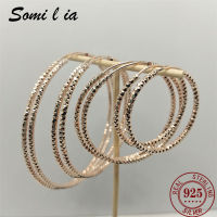 Somilia -925 Sterling Silver Round Earrings For Women Large Circle Piercing Rose Gold Hoop Earring Dropship Suppliers With Gife