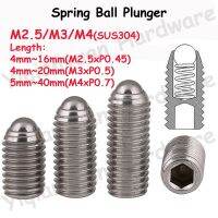 M2.5 M3 M4 SUS304 Stainless Steel Hexagon soket pegas bola Plunger Set titik sekrup kunci Allen sekrup Grub tanpa kepala baut