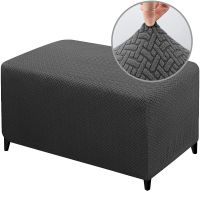 New Design Jacquard Durable Stretch Footrest Ottoman Cover Folding Storage Stool Furniture Protector Soft Rectangle Slipcover