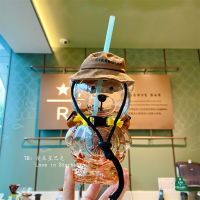 Starbuck 2022ฤดูร้อน420มิลลิลิตรการผจญภัยตั้งแคมป์หมีรูปแก้วฟางถ้วยผ้าใบถังหมวกกระเป๋าเป้สะพายหลัง