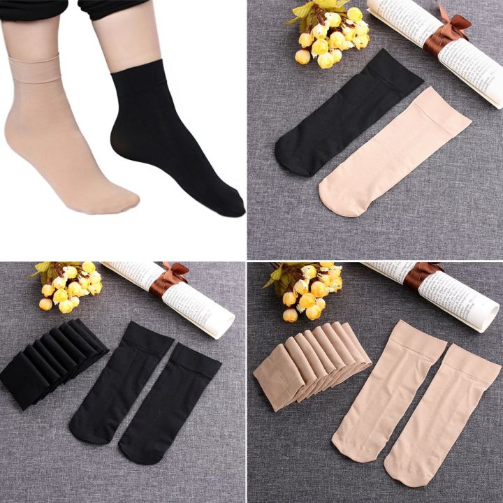 getinstore14e2ถุงเท้าถุงเท้าอุ่นหุ้มข้อทรงกระบอกกลางทนทานสำหรับฤดูใบไม้ร่วงฤดูหนาว1-5-10คู่ถุงน่องผ้าไหมถุงเท้าสั้น