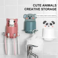 Multifunctional Toothbrush Holder Storage Box Cartoon Toiletries Wall Suction Type Bathroom Toothbrush Box Toilet Accessories