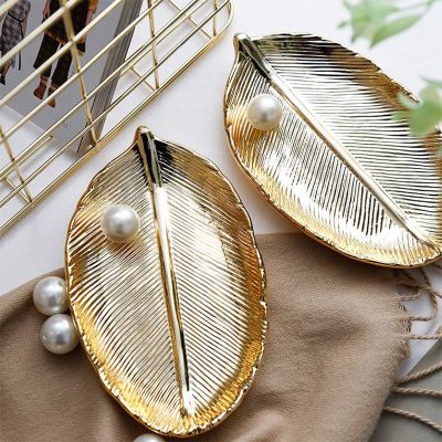 Home Decoration Accessories Easter Room Deco Ceramic Plate Gold Leaf Storage Trays Valentines Day Gift декор для дома Decoracion