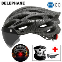 Ultralight Bicycle Safty Helmet Outdoor Led Taillight Helmets Removable Lens Visor Certified Mountain Bike Helmet Cycling MTB