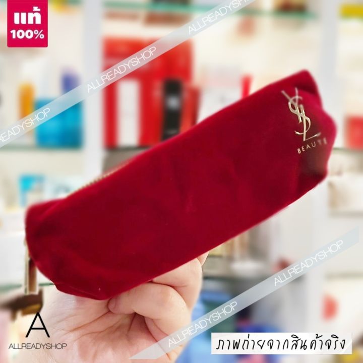 best-seller-ของแท้-รุ่นใหม่-ysl-yves-saint-laurent-cosmetic-pouch-bag-red-สินค้าเป็นของแท้จากเคาท์เตอร์-กระเป๋าใส่เครื่องสำอาง-ผลิตจาก-ผ้ากำมะหยี่