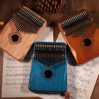 Kalimba 17คีย์เปียโนนิ้วหัวแม่มือไม้คุณภาพสูงไม้มะฮอกกานี Mbira เครื่องดนตรีของขวัญด้วยค้อนปรับหนังสือเรียน