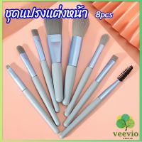 Veevio ชุดแปรงแต่งหน้า 8  ชิ้น แปรงคิ้ว แปรงปัดแก้ม makeup brush set