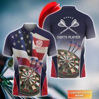 （ALL IN STOCK）  Mens short sleep POLO POLO shirt with personalized name, unisex Polo 3D printed with darts players, gift for darts enthusiasts   (FREE NICK NAME LOGO)