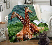 Animal giraffe 3D print Sherpa blanket chill quilt cover