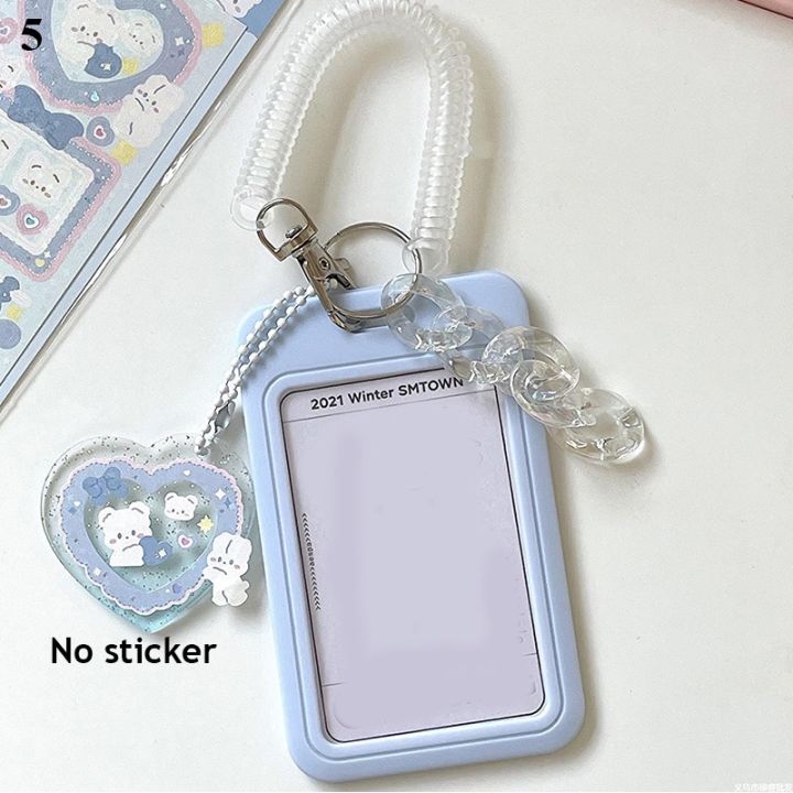 ins-milk-blue-photocard-holder-credit-id-bank-card-photo-display-holder-idol-postcard-card-protective-case-with-pendant