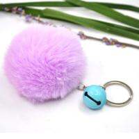 New fashion Imitation Rex Rabbit Bell Hair Ball Keychain Fur Ball Key Chain Pompom Key Chain Key Rings Girl Women Bag Jewelry