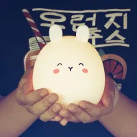 Cute Rabbit LED Night Light Colorful Silicone Soft Touch Sensor Table Lamp Room Decor Bedroom Bedside Led Lamp For Children Baby