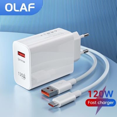 Olaf 120W USB QC 5.0 Charger Fast Charger Mobile Phone Adapter For iPhone 14 13 Xiaomi Huawei Samsung Poco Phone Charger Wall Chargers