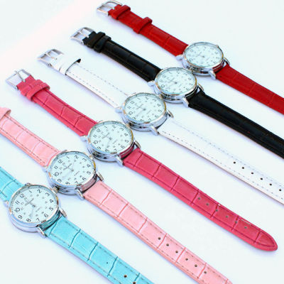 6ชิ้นแฟชั่นของผู้หญิงเป็นกลุ่มนาฬิกาข้อมือหนังสำหรับสุภาพสตรีของขวัญนาฬิกาหน้าปัดลำลอง U63M6สตรี