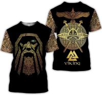 YANGFJcor Men 3D Print Viking Tattoos Summer T-Shirt, Round Neck, Half Sleeve, Unisex Casual Loose Costume,Viking Crow,L