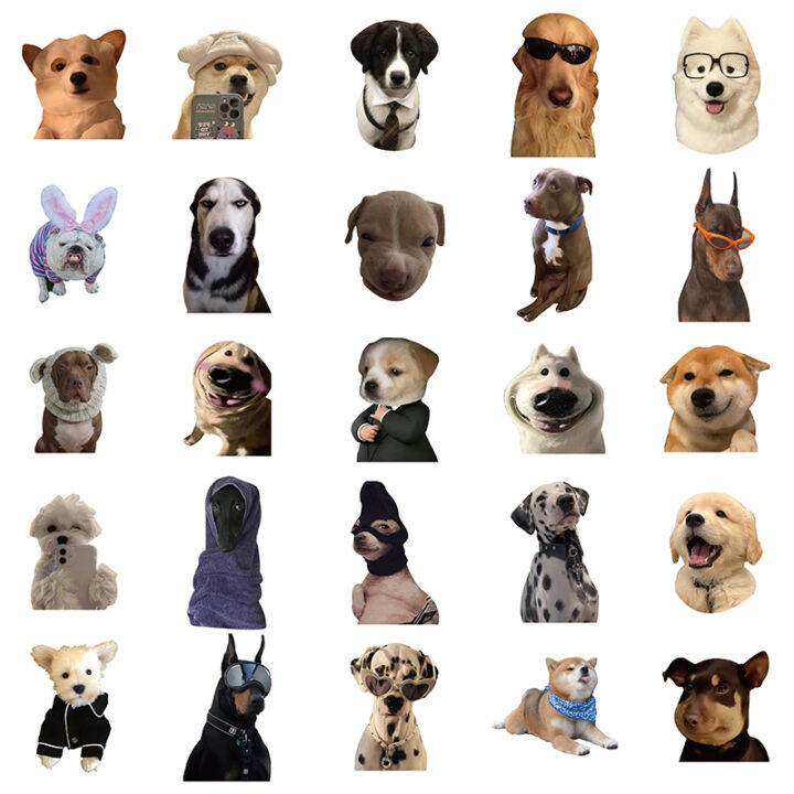 2023-50pcs-meme-dog-puppy-funny-cute-stickers-vintage-for-diy-kids-notebook-luggage-motorcycle-laptop-refrigerator-decal-toy-decor