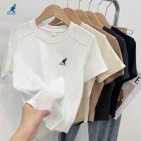 KANGOL Brand Solid Color Round Neck Cotton Short Sleeve Slim Fit Knitwear 2023 Summer Womens Fashion Short Shoulder Knitwear