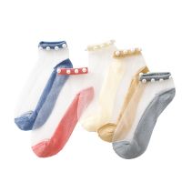 【LZ】℗◐  Jk meias nova moda tornozelo feminino respirável sox fina pérola verão meias estilo coreano invisível jk meninas meias