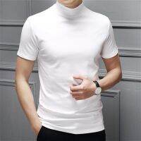 CODHaley Childe Spring man half a turtleneck mercerized cotton short sleeve春男士半高领丝光棉短袖修身T恤男纯色莫代尔高领潮流打底衫haegeyfbd.my1120