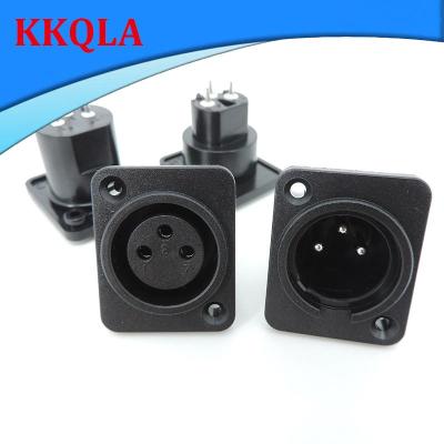 QKKQLA Shop 3Pin XLR male female power connector Straight socket Panel Mounted Chassis Square Shape MIC microphone audio cable connecting