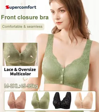 Women's Large Size No Steel Ring Comfortable Thin Front Button Mom's  Universal Bra
