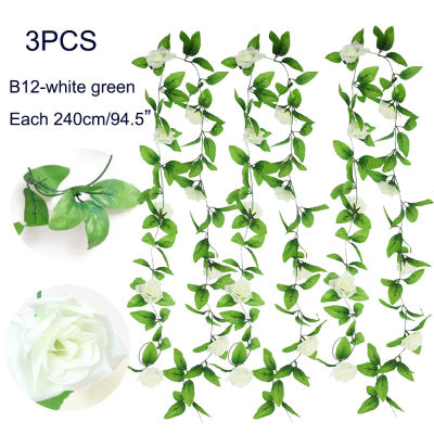 Handmade Artificial Flowers Garland Front Door Wreath, Artificial Rose Vine Flowers with Green Leaves Hanging for Room, Anniversary Wedding Birthday Christmas Wall Arch Decor-New