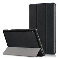 (PANG TECH)3-Folding Custer Texture Flip หนังเคสโทรศัพท์ Lenovo Tab M10 TB-X605F / X505F (สีดำ)