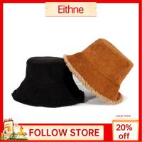 PU10703703603ผ้าลูกฟูกผู้หญิงกันลม Topi Bucket หมวกปานามาฤดูหนาวฤดูใบไม้ร่วงหมวกผ้านุ่ม