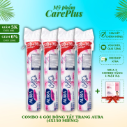 CHÍNH HÃNG COMBO 4 GÓI BÔNG TẨY TRANG AURA COTTON PADS 150 MIẾNG 150X4