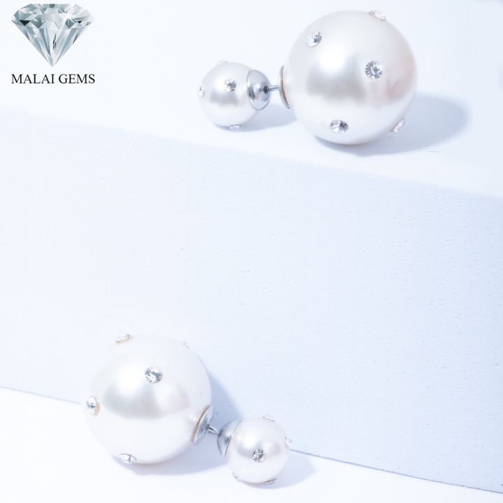 malai-gems-ต่างหูมุก-เงินแท้-silver-925-เพชรสวิส-cz-เคลือบทองคำขาว-รุ่น51000512-แถมกล่อง-ต่างหูเพชร-ต่างหูเงินแท้