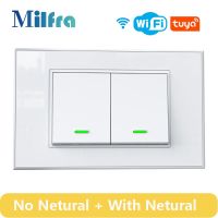 ZZOOI Tuya WiFi Smart Light Button Switch No / With Neutral Wire Optional 1/2/3 Gang Wall Light Switches Work with  Home Alexa