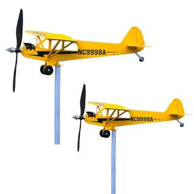 เครื่องบิน Weathervane 3D โลหะเครื่องบิน Plug-In Vane Spinning Decor เครื่องบิน Weathervane Kinetic Art Craft Wind Chime Garden