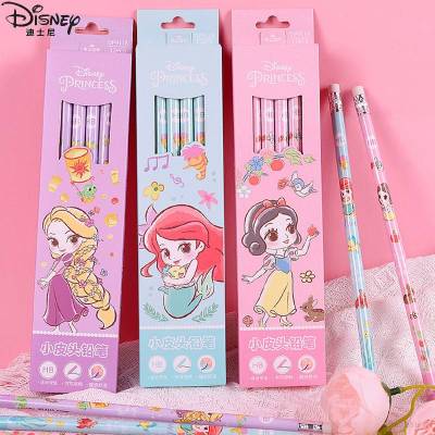 12PCS/set Disney HB wood pencil Ariel Rapunzel Snow White cute cartoon student stationery