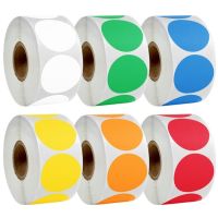 【CW】▧✠❃  38MM Label Color Code Dot Labels Stickers 1.5inch Round Kraft/White/Black Stationery Sticker 500PCS/Roll