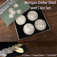 Morgan Dollar Shell And Coin Set (5เหรียญ1หัวเชลล์1หางเชลล์) เทคนิคมายากล Close Up Magia เหรียญ Magie Gimmick Props