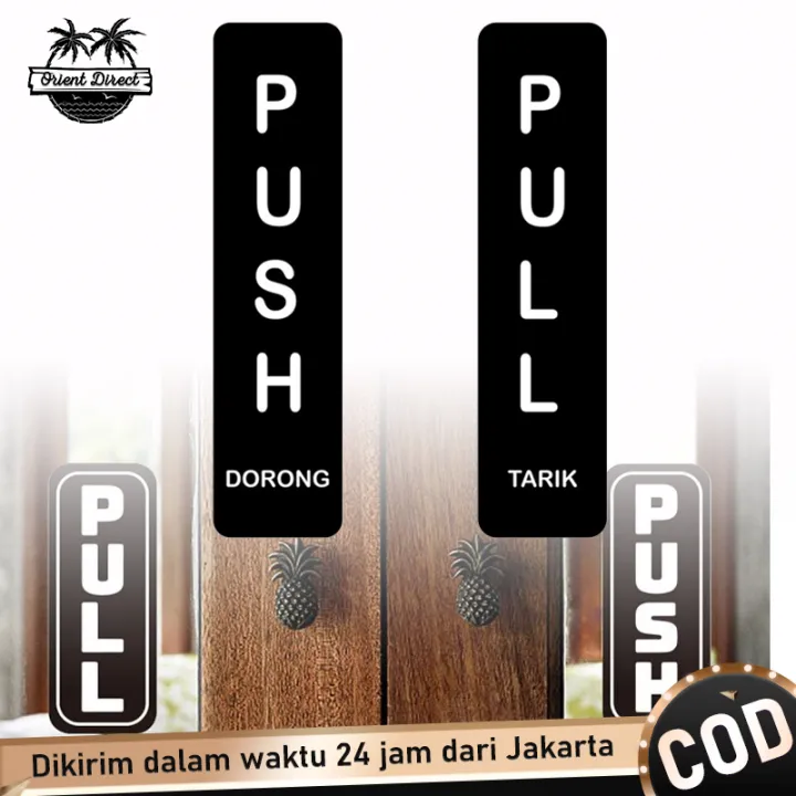 Sepasang Sticker Push Pull Door Akrilik Sign Board Dorong Tarik Penanda Pintu Kaca Door