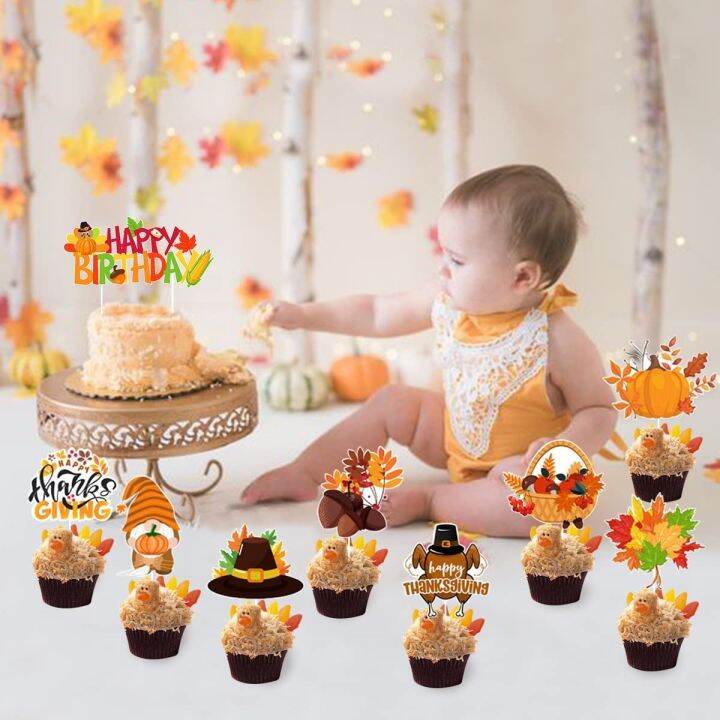 jollyboom-17pcs-วันขอบคุณพระเจ้าเค้ก-topper-ฤดูใบไม้ร่วง-cupcake-toppers-อาหารสำหรับวันขอบคุณพระเจ้าฤดูใบไม้ร่วงวันเกิดตกแต่ง-party-supplies