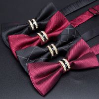 Mens Stripe Luxury Bowtie Necktie Formal Business Wedding Party Black Bow Tie Male Dress Shirt Accessories Gifts for Men Ties Ties