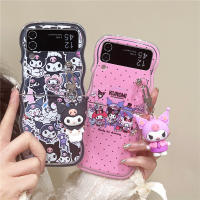 เคสนิ่มหยักสำหรับ Samsung Galaxy Z Z Flip5 Flip3 Flip4คลื่น TPU 5G ฝาครอบป้องกันการ์ตูน Kulomi พร้อมจี้