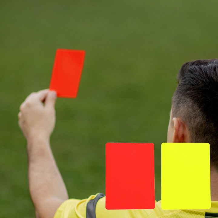 การ์ดเตือนผู้ตัดสินฟุตบอล1ชุดสีสว่างปองกันโดยทำให้หนาขึ้นเบรคฟุตบอล-pvc-ผู้ตัดสินบัตรสีแดงและสีเหลืองเครื่องมือผู้ตัดสิน