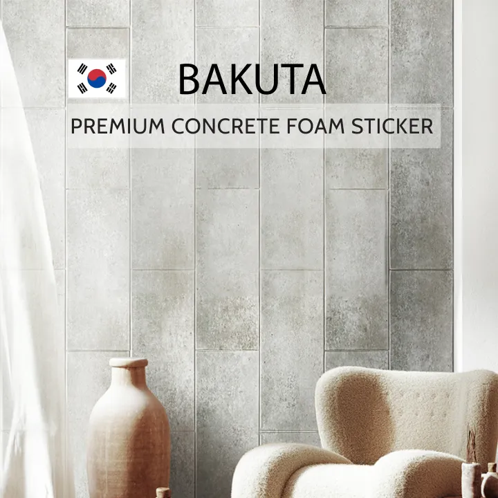 DEKOREA] Bakuta Premium Cushion Concrete Foam Tile Korea Wallpaper Sheet  Self-adhesive Toilet Kitchen Living Home Decoration | Lazada Singapore