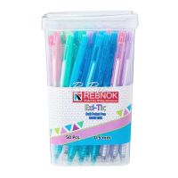 Rebnok เร็บน็อค ปากกาลูกลื่น ปากกาลูกลื่นเจล อีซี่ทิก Ezitic 0.5 มม. Ballpoint pen กล่อง 50 ด้าม