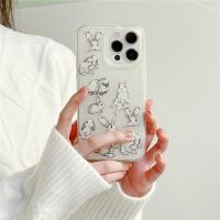 [COD] ins style sketch rabbit apple 13Promax/14Pro mobile phone case suitable for iPhone11 soft shell 12Pro