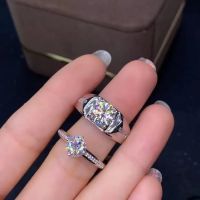 100% Genuine Moissanite 1ct 2ct Couple Ring for Man Woman Engagement 925 Sterling Silver D Color VVS Wedding Gift Fine Jewelry