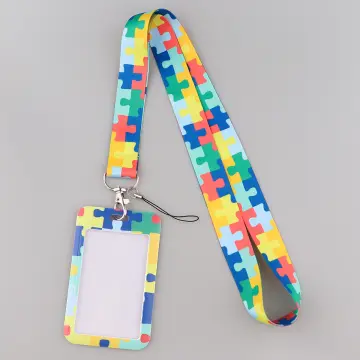Autism Awareness Lanyards for ID Badges and Keys, Rainbow Badge