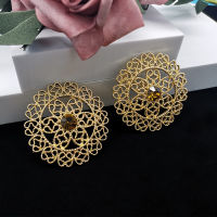 Stud Earring Girl Champagne Rhinestone Earrings Hollow Out Flower Round Alloy Stud Drop Earring for Women Daily Wear Jewelry