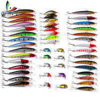 Weihe 48ชิ้น/ล็อตผสม Hard Fishing Lure ชุดตกปลาประดิษฐ์ Minnow ตกปลา Wobblers Crankbait Fishing Tackle