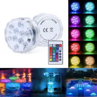 ◎☋ 10 Leds Underwater Light RGB IP68 Swimming Pool Float Light Remote Control Submersible Lights for Pond Vase Garden Lights