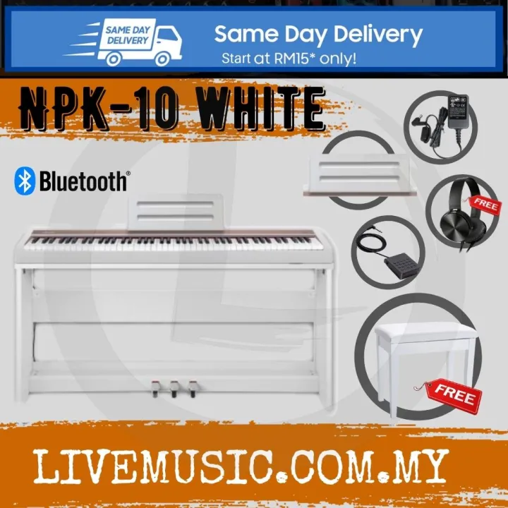 NUX NPK-10 88 Key Digital Piano with Wooden Stand and Bluetooth ...